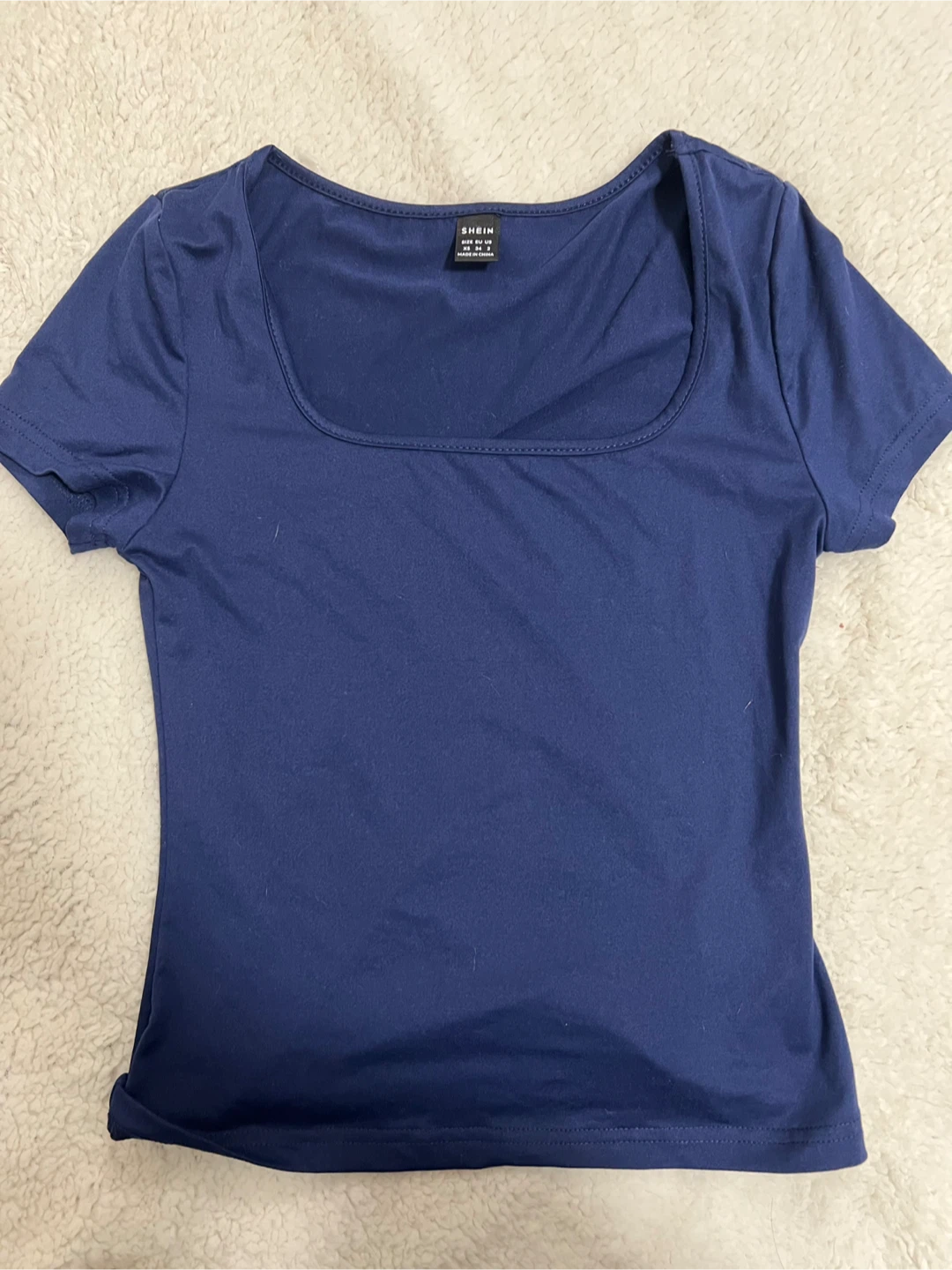 SHEIN Navy Square Neck T-Shirt