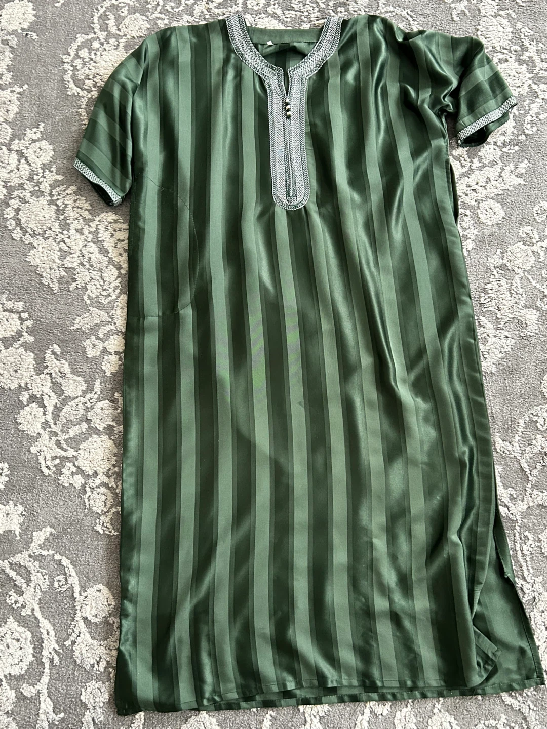 Men's Green Striped Moroccan Thobe/Jalaba