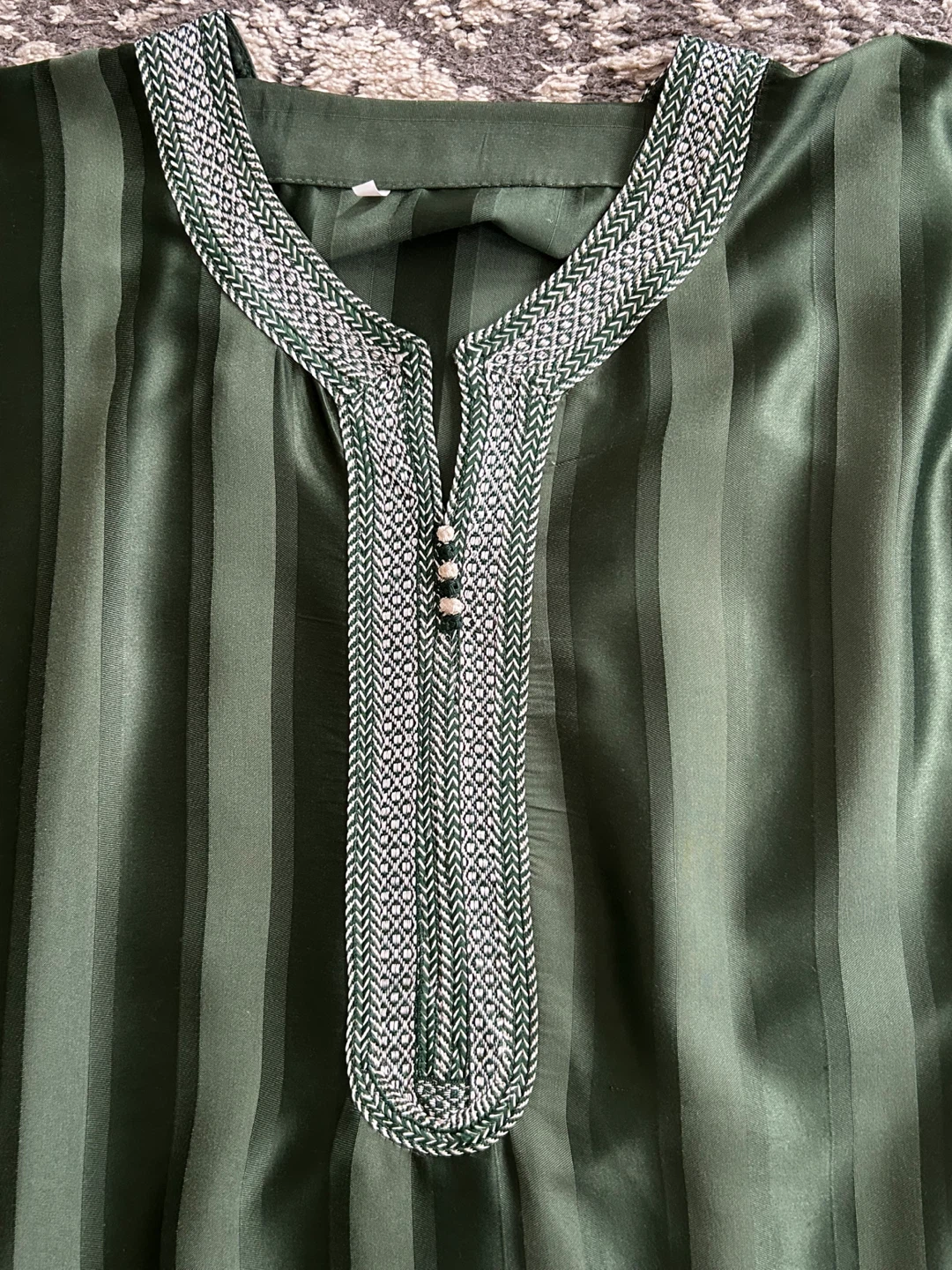 Men's Green Striped Moroccan Thobe/Jalaba - photo 2