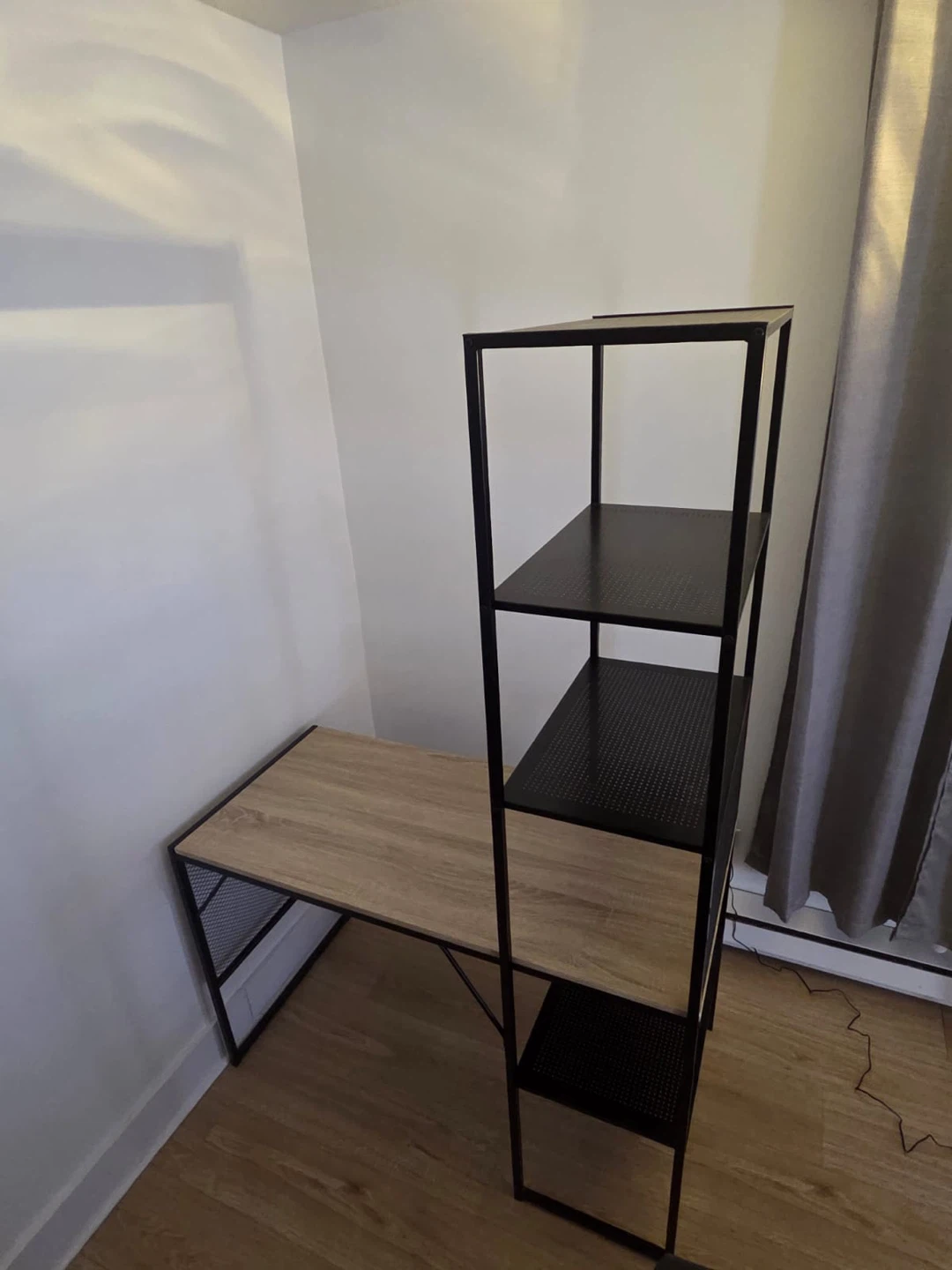 Metal and Wood Desk with Shelving Unit - photo 2