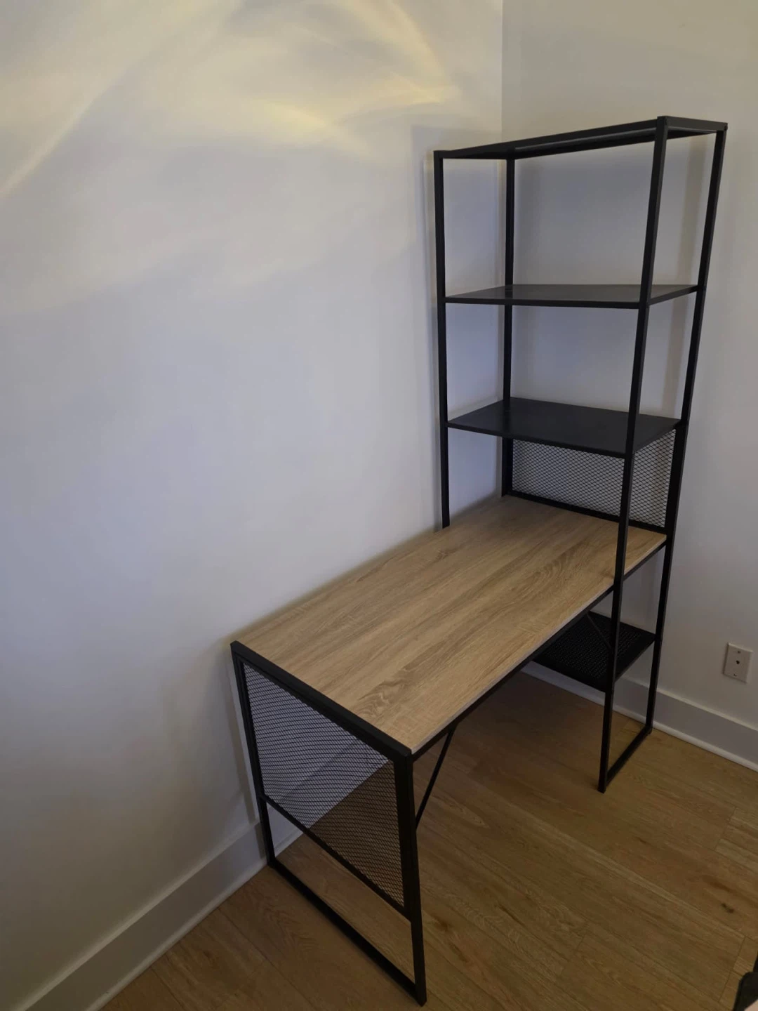 Metal and Wood Desk with Shelving Unit - photo 4