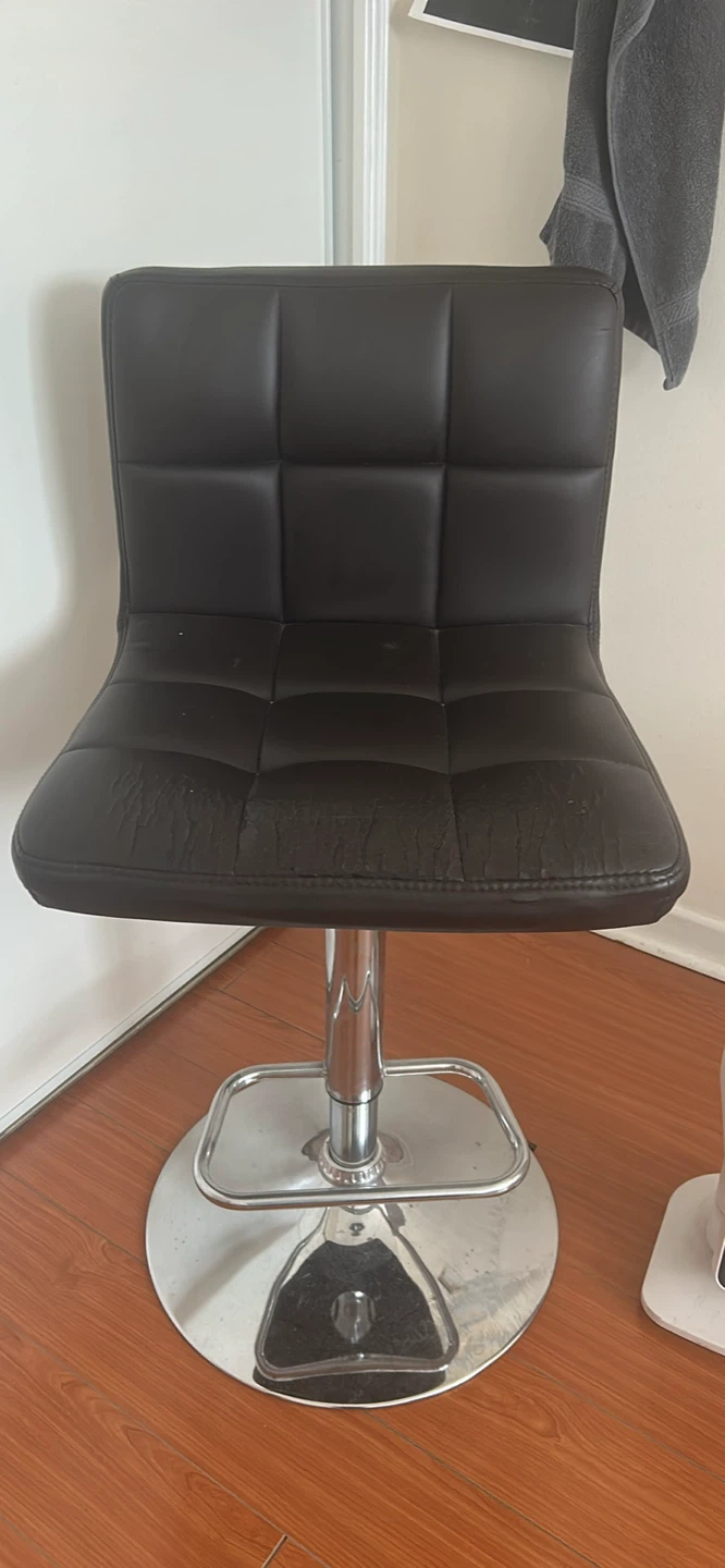 Adjustable Bar Stool - Brown Faux Leather