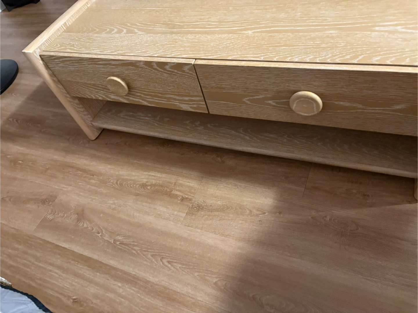 Light Wood Coffee Table with 2 Drawers