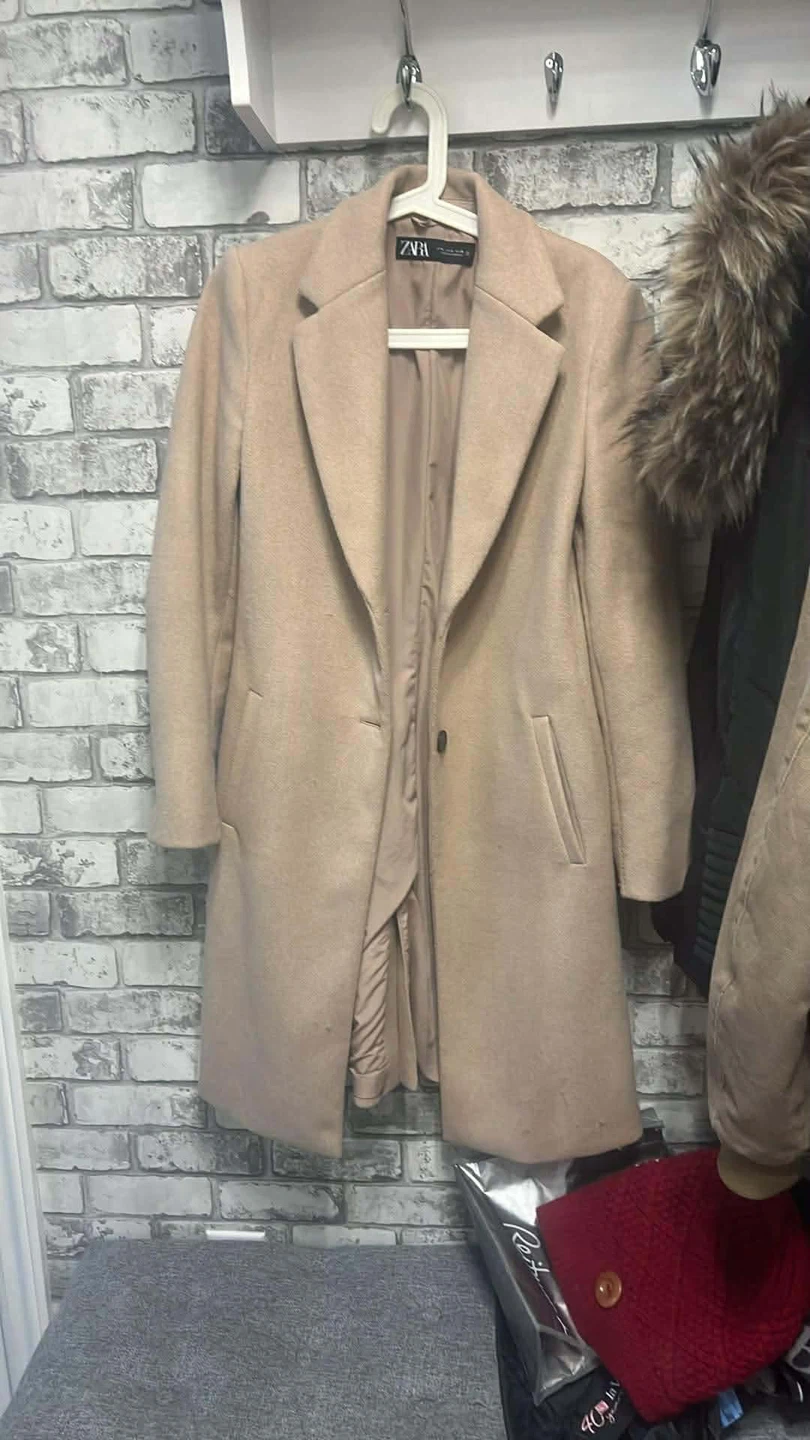 Zara Beige Wool Blend Lapel Coat - photo 2