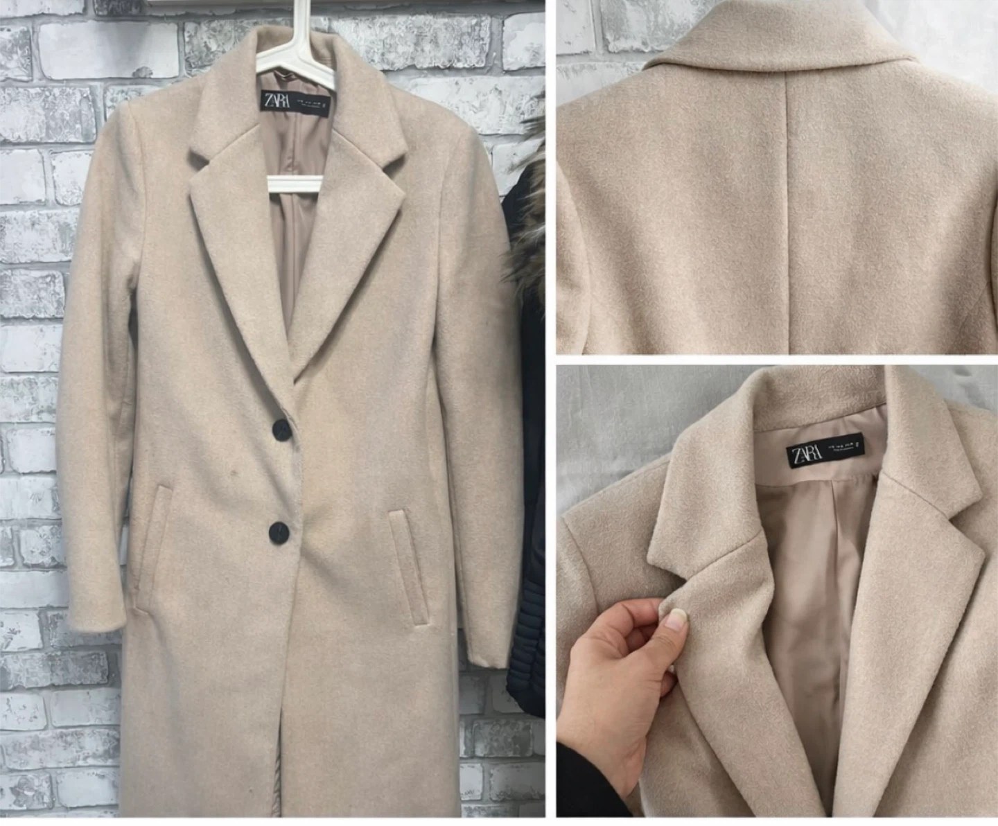 Zara Beige Wool Blend Lapel Coat