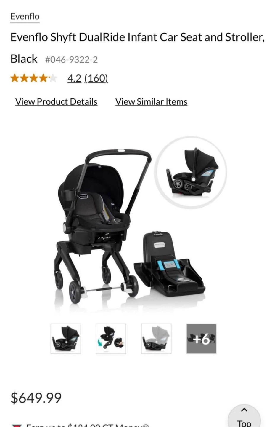 Evenflo Shyft DualRide Infant Car Seat and Stroller - Black