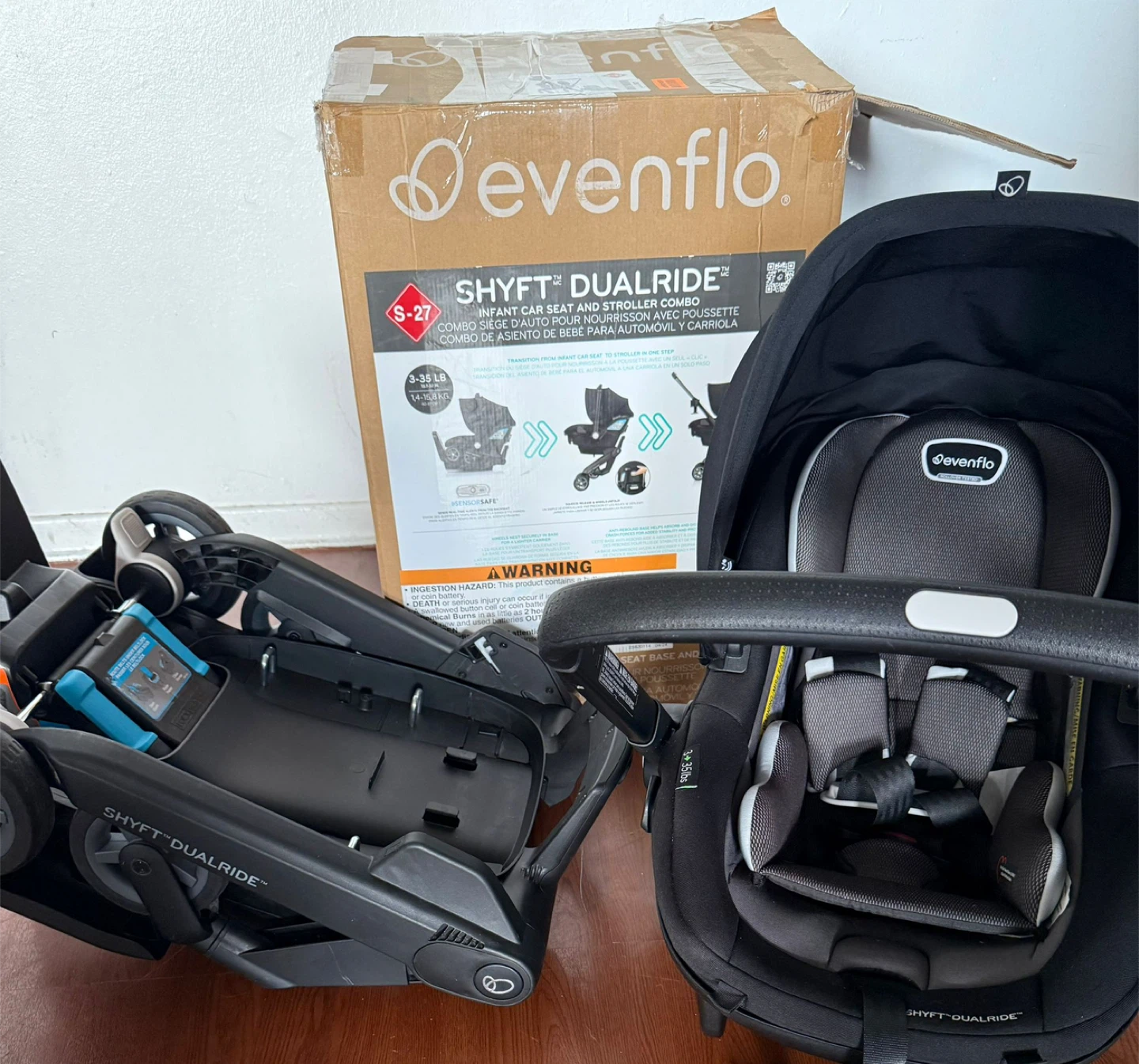 Evenflo Shyft DualRide Infant Car Seat and Stroller - Black - photo 4