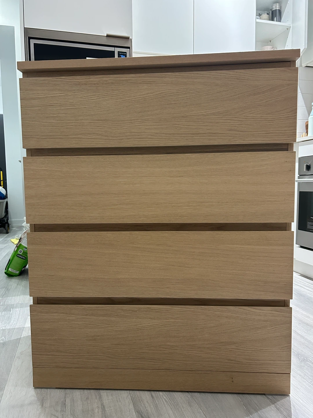 IKEA MALM Chest of 4 Drawers - White Stained Oak Veneer