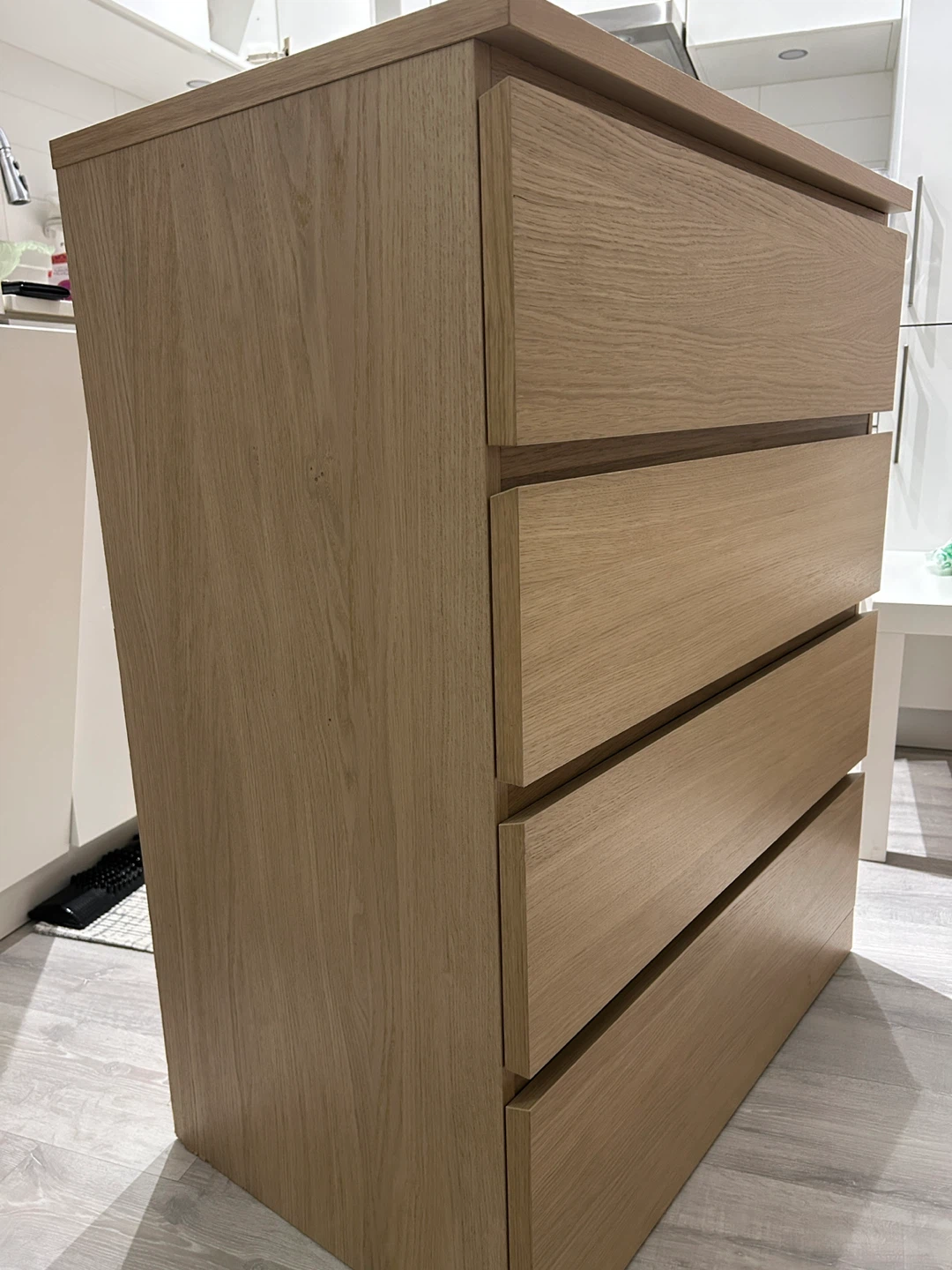 IKEA MALM Chest of 4 Drawers - White Stained Oak Veneer - photo 4