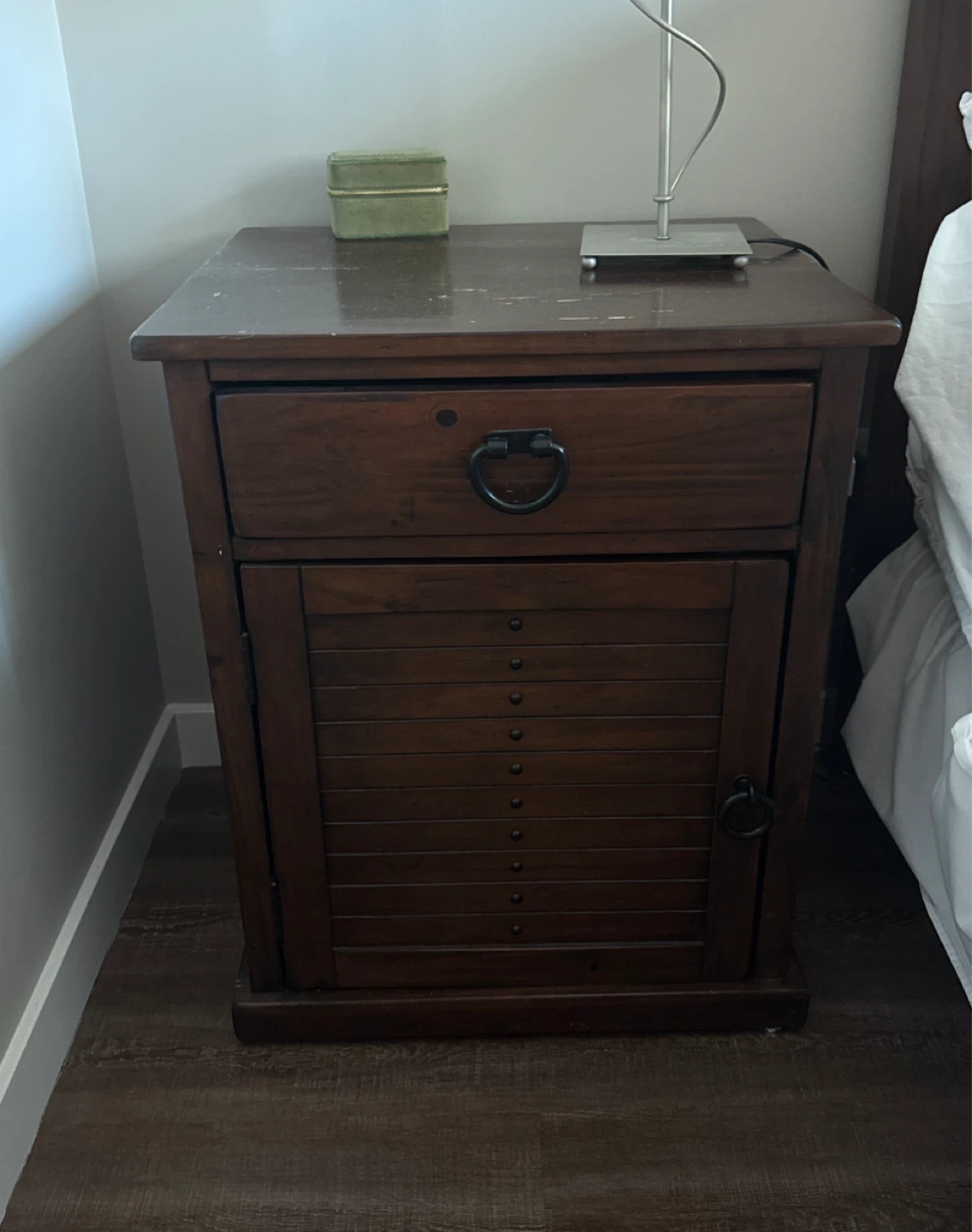 Set of 2 Wooden Nightstand with Drawer and Cabinet - photo 2
