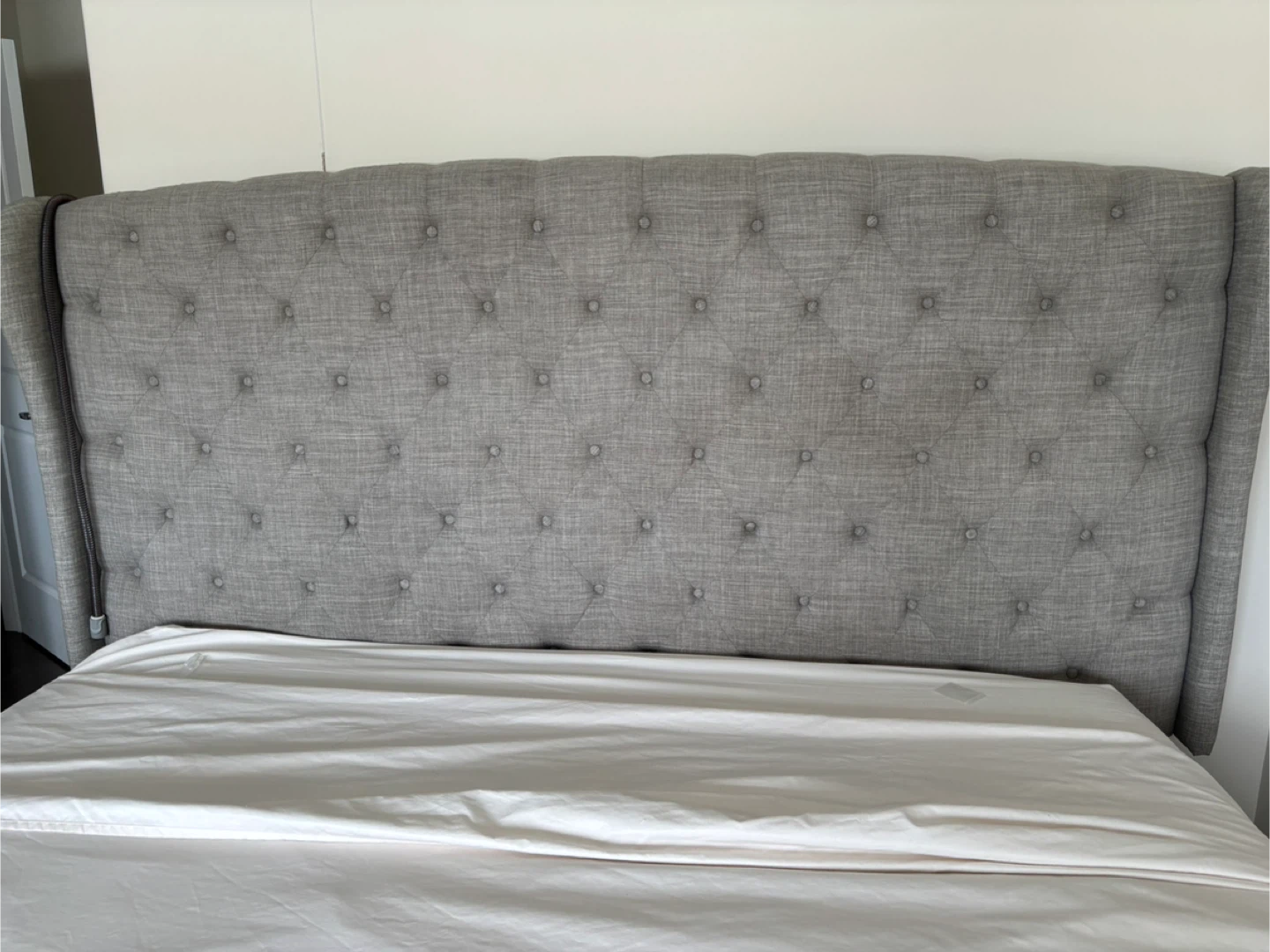 Grey Tufted Wingback Bed Frame