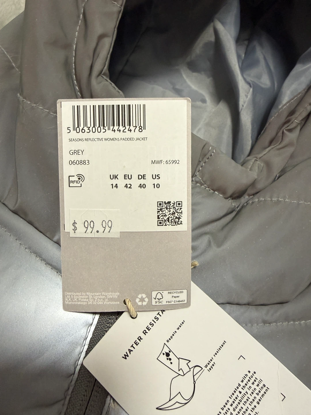 Mountain Warehouse Seasons Reflective Padded Jacket - Grey - photo 3