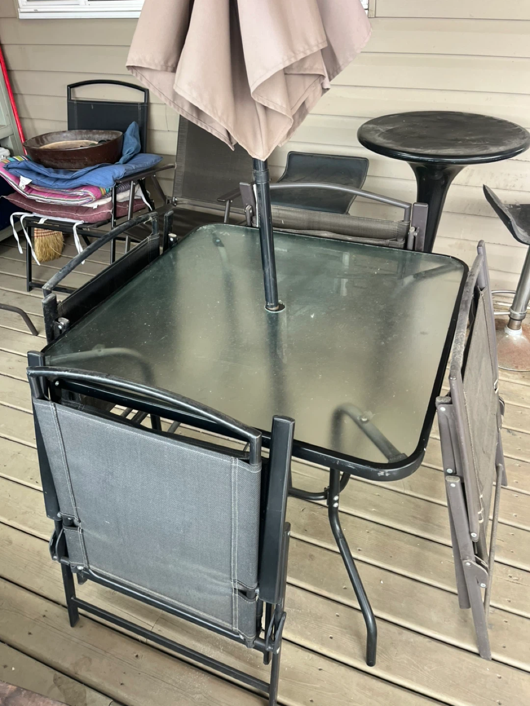 Glass Top Patio Dining Set with 4 Chairs - photo 2