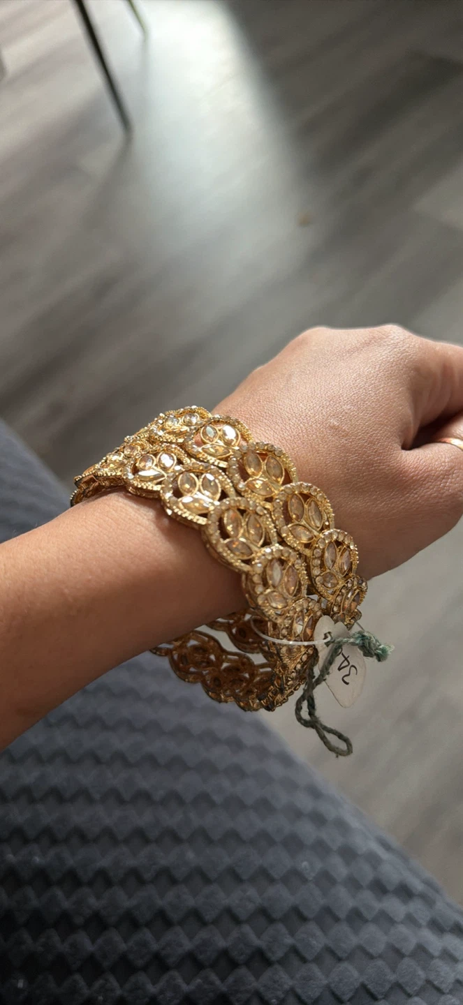 Gold-tone Bangle Set with Rhinestones