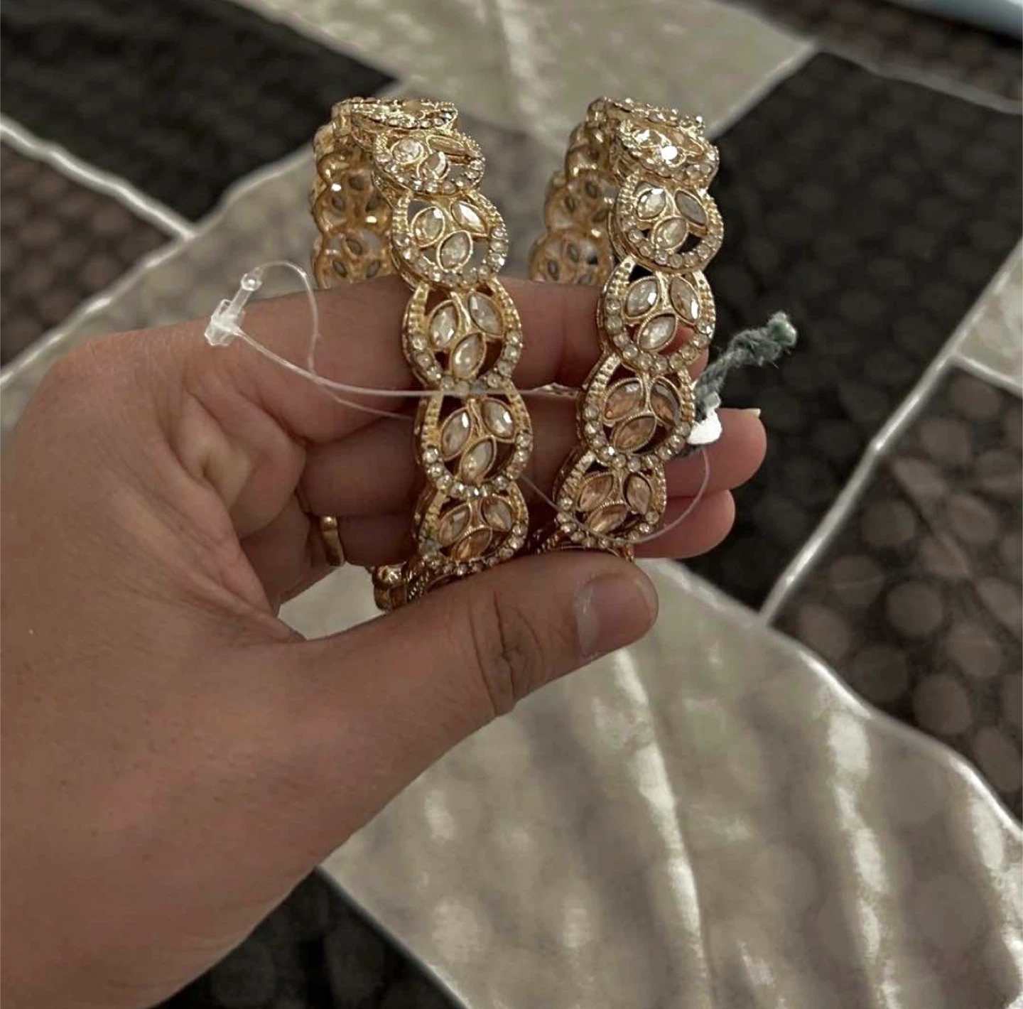 Gold-tone Bangle Set with Rhinestones - photo 2