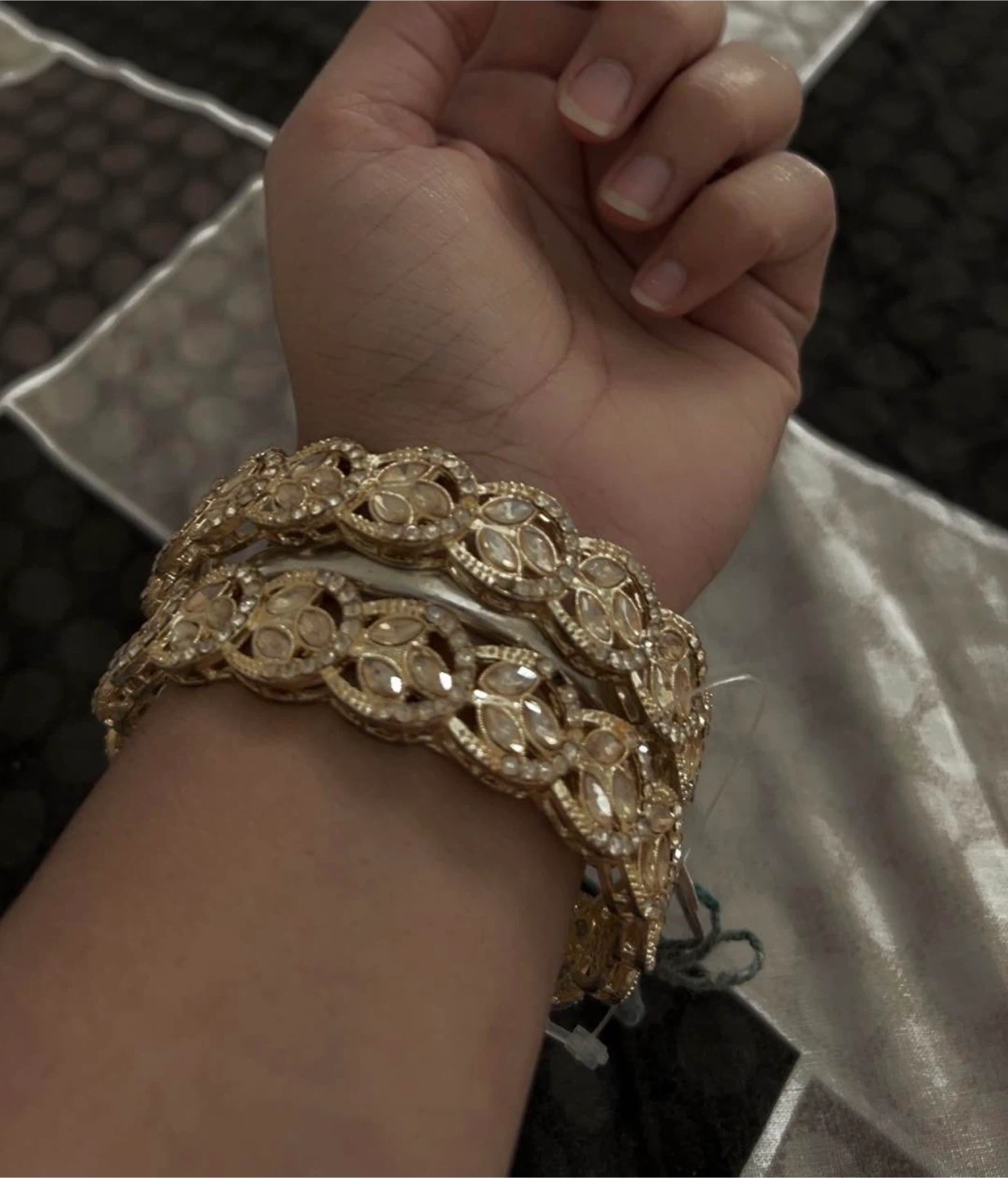 Gold-tone Bangle Set with Rhinestones - photo 3