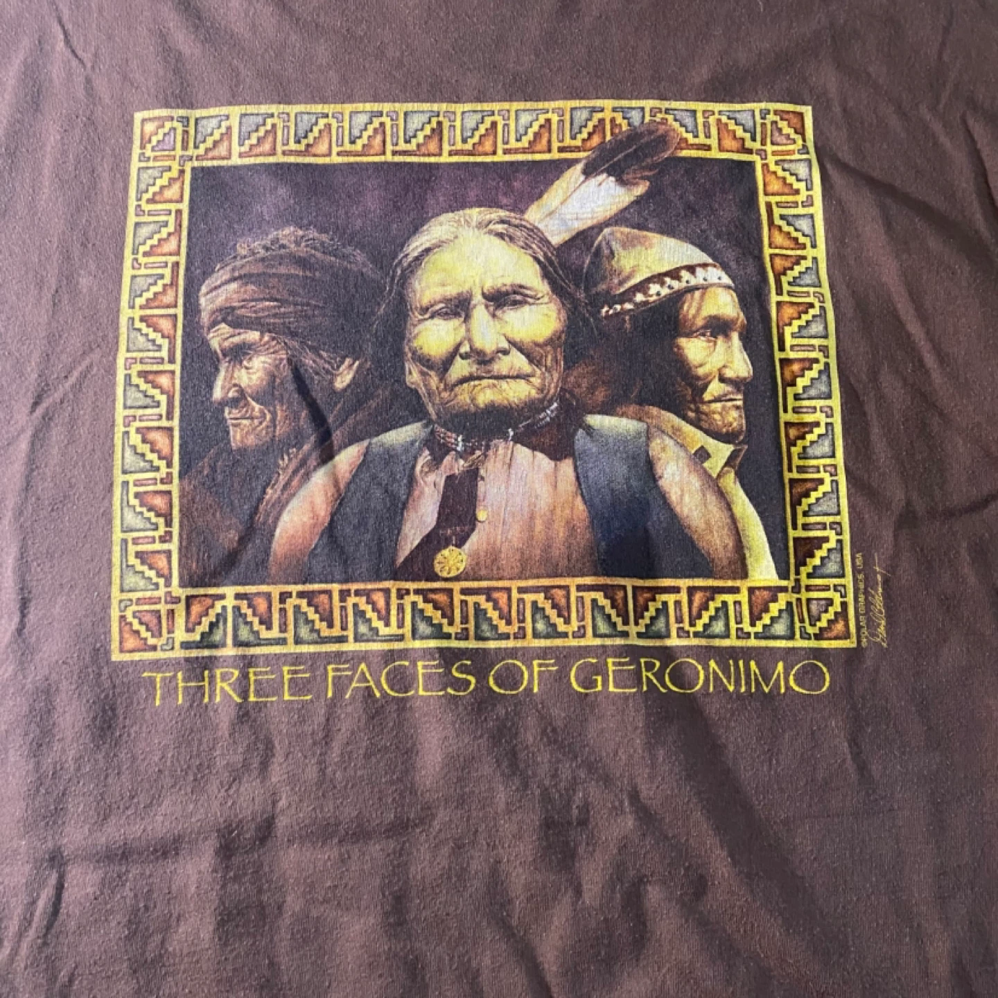 Three Faces Of Geronimo T-Shirt - Adult L - Brown - photo 2