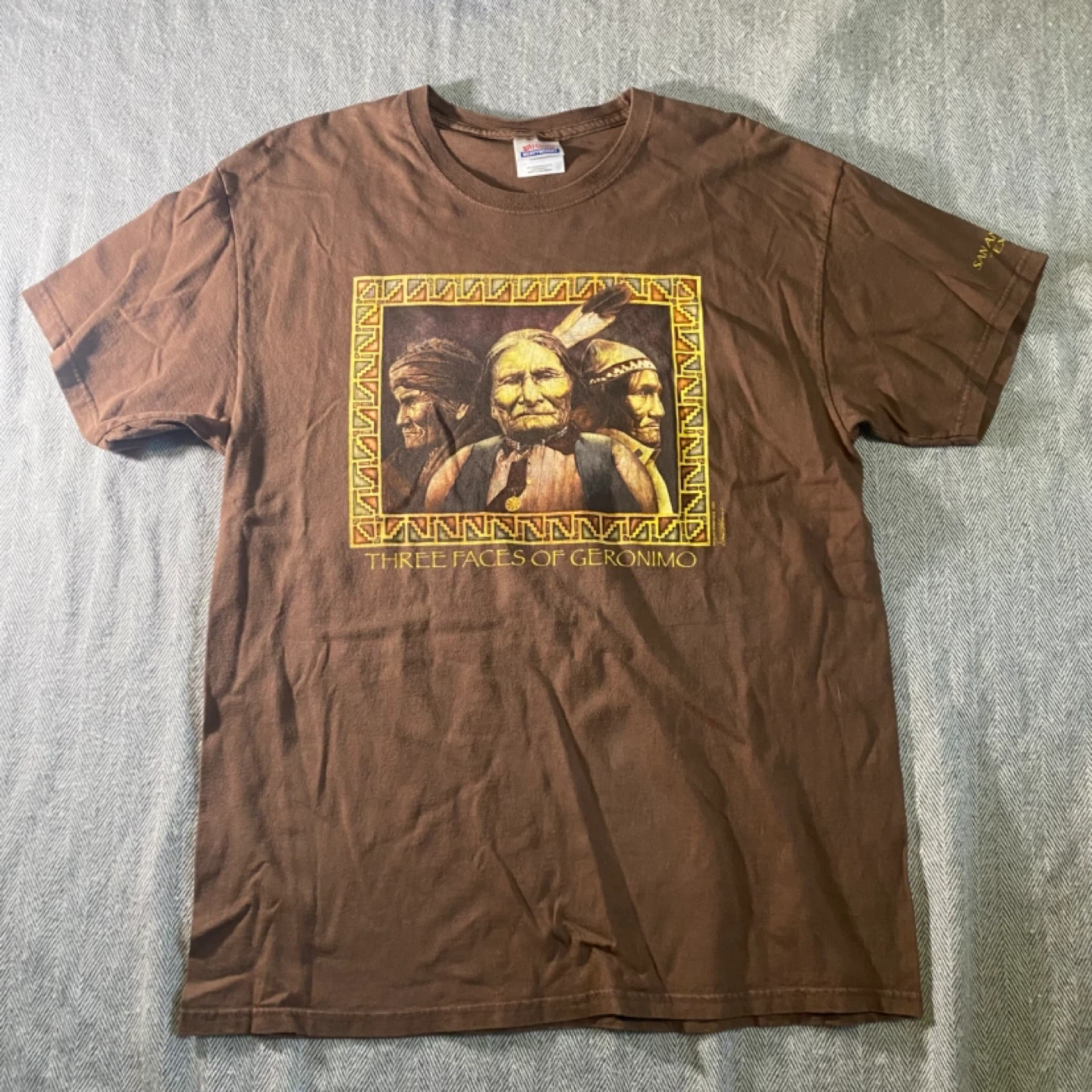 Three Faces Of Geronimo T-Shirt - Adult L - Brown