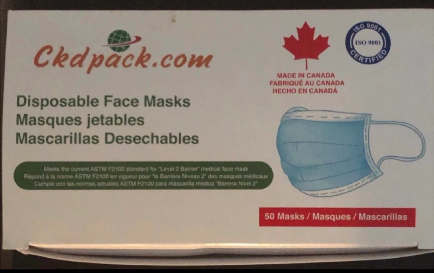 🆓 Ckdpack.com Disposable Face Masks (50 Count)
