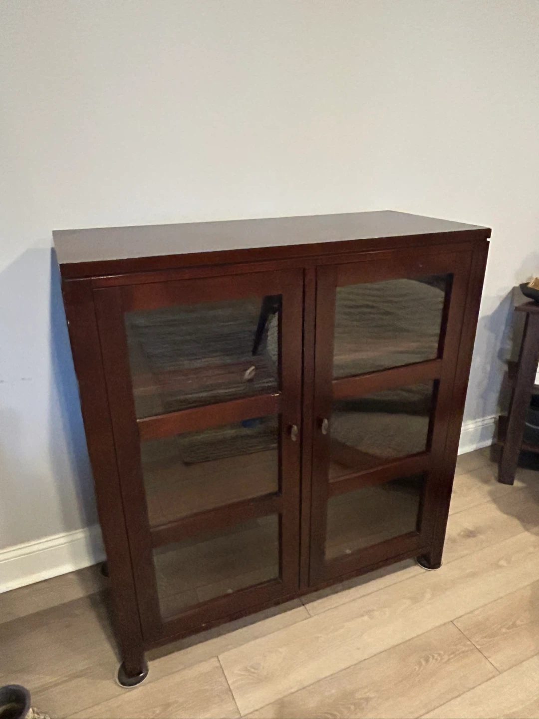 Dark Wood Cabinet with Glass Doors - photo 2