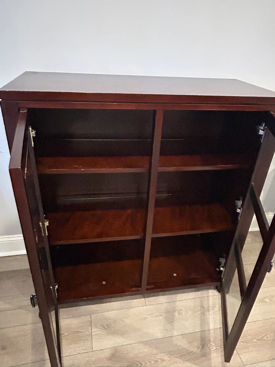 Dark Wood Cabinet with Glass Doors - photo 3