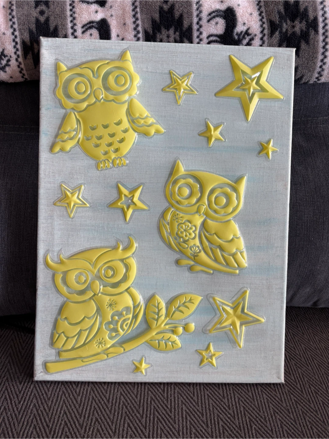 Owl glow in the dark painting for kids room