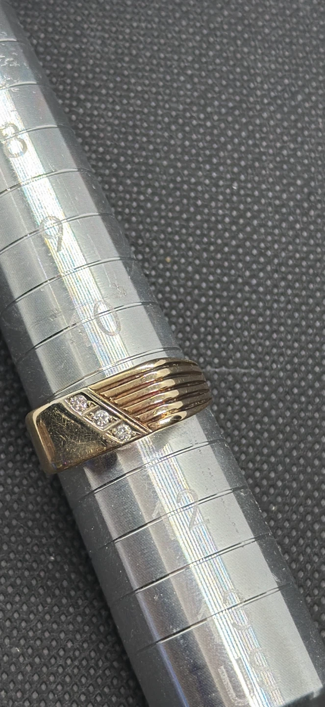 Men's Gold Tone Ring with Diamonds - photo 2