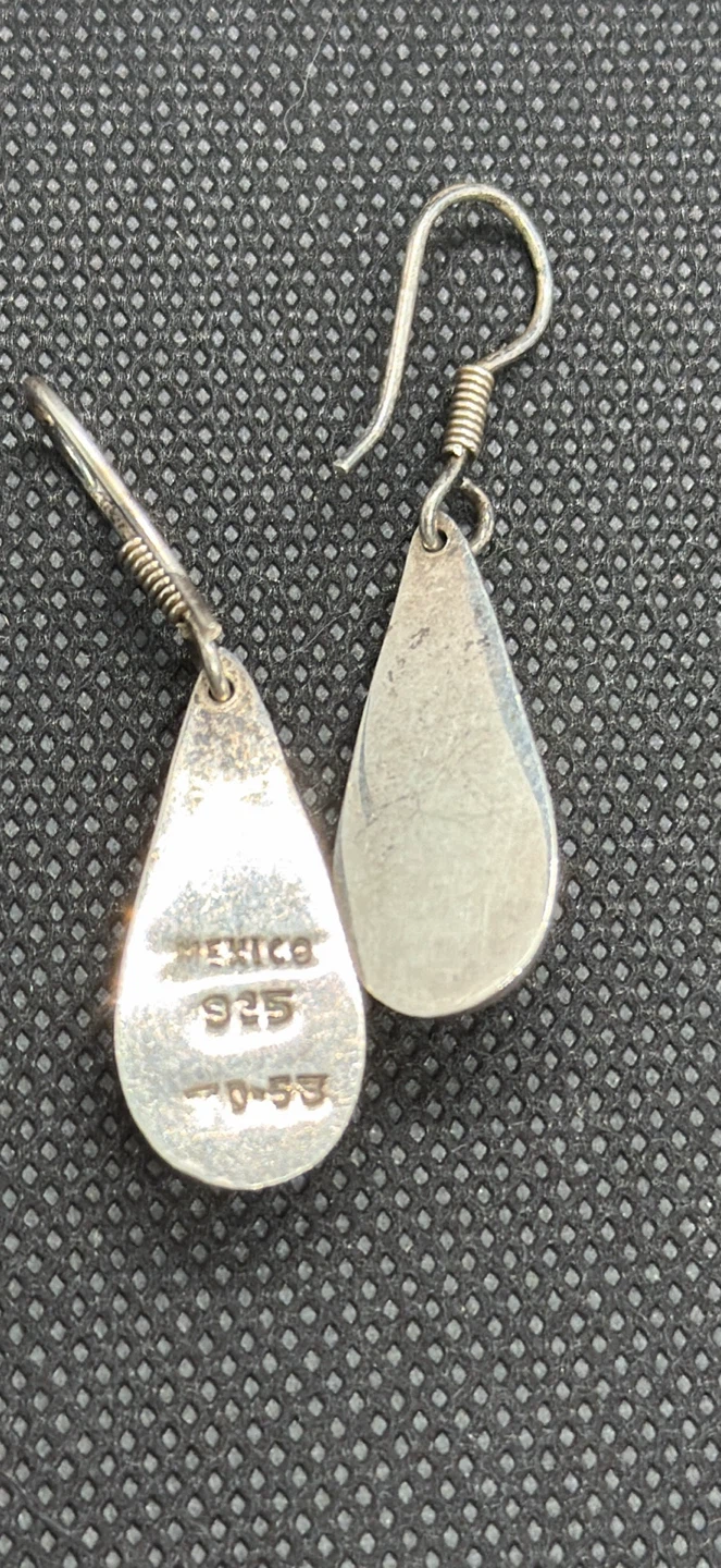 Sterling Silver Teardrop Dangle Earrings - Mexico 925