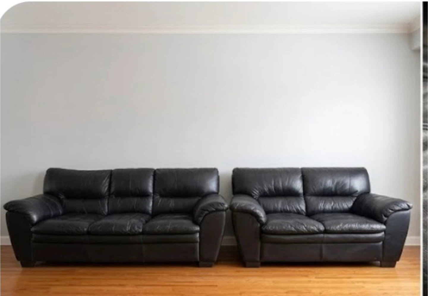 Black Leather Sofa & Loveseat Set + FREE Leon's Care Kit - photo 4