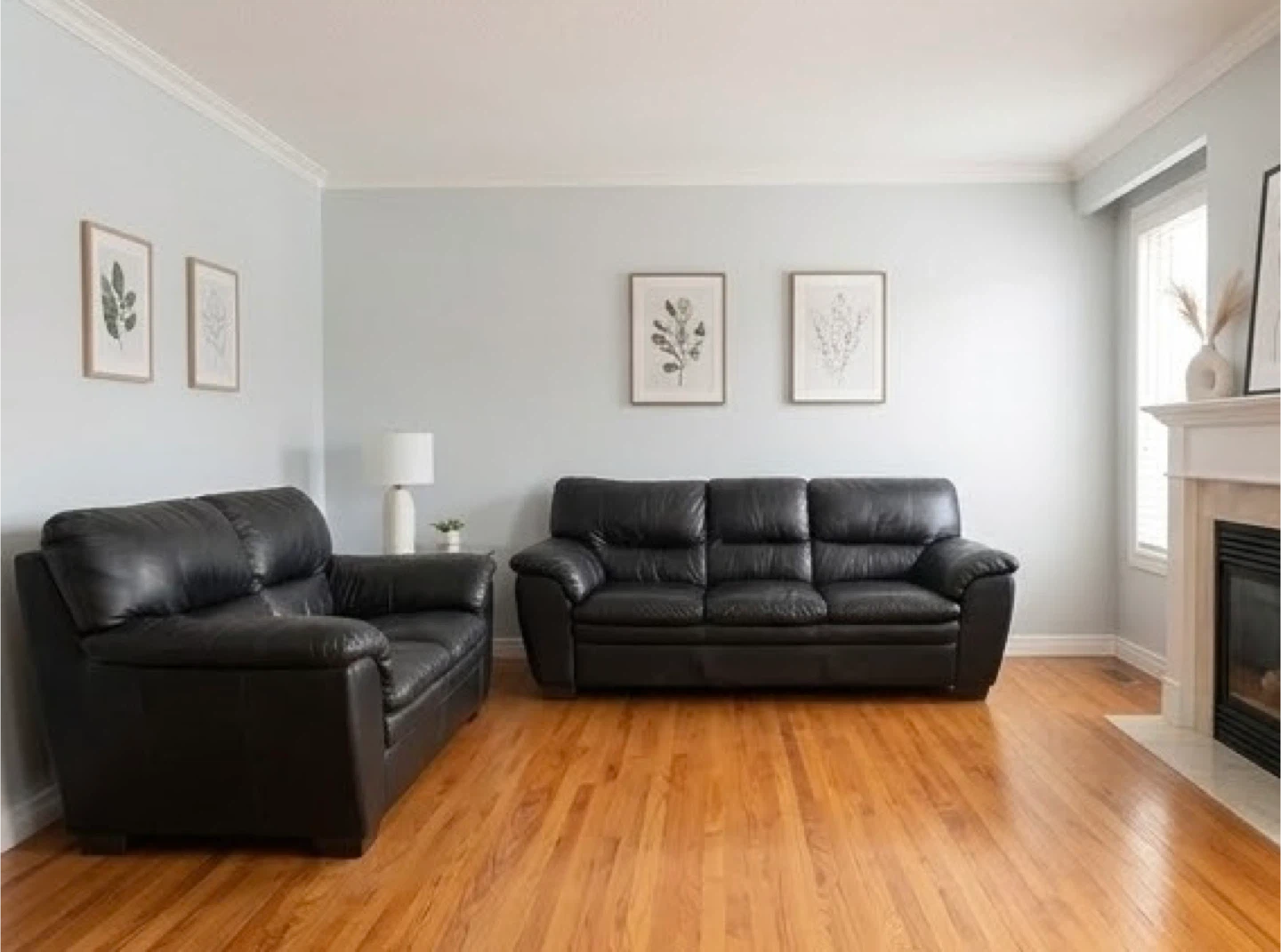 Black Leather Sofa & Loveseat Set + FREE Leon's Care Kit - photo 2