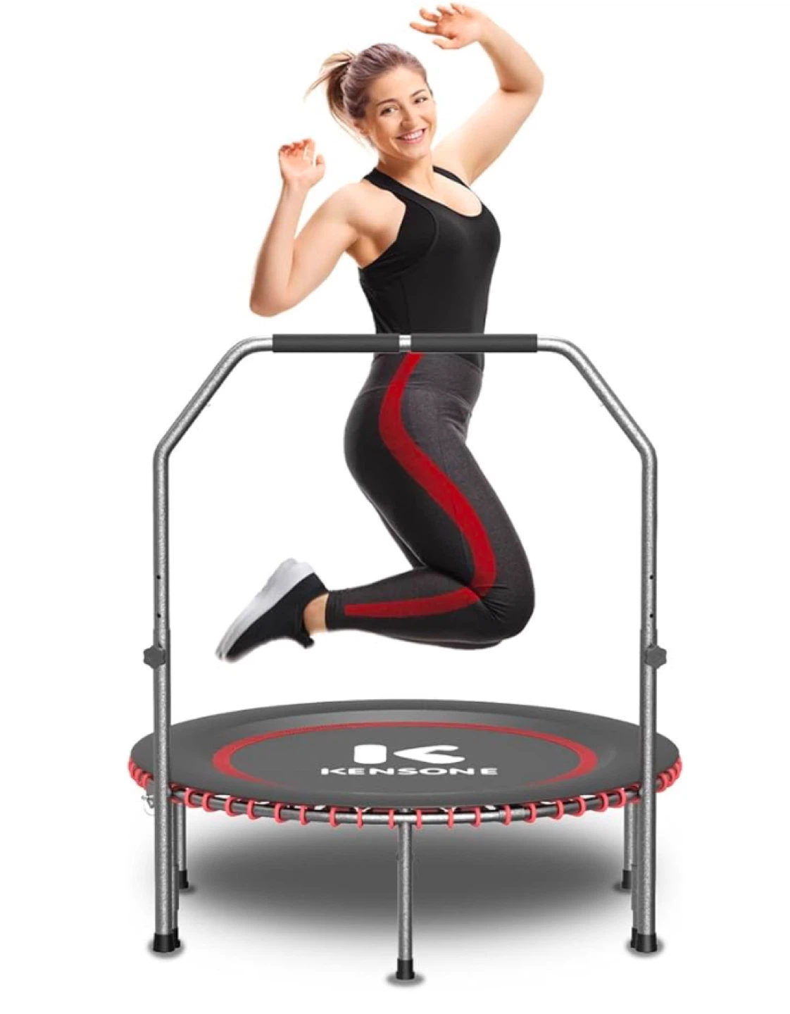 Fitness Trampoline with Adjustable Handrail
