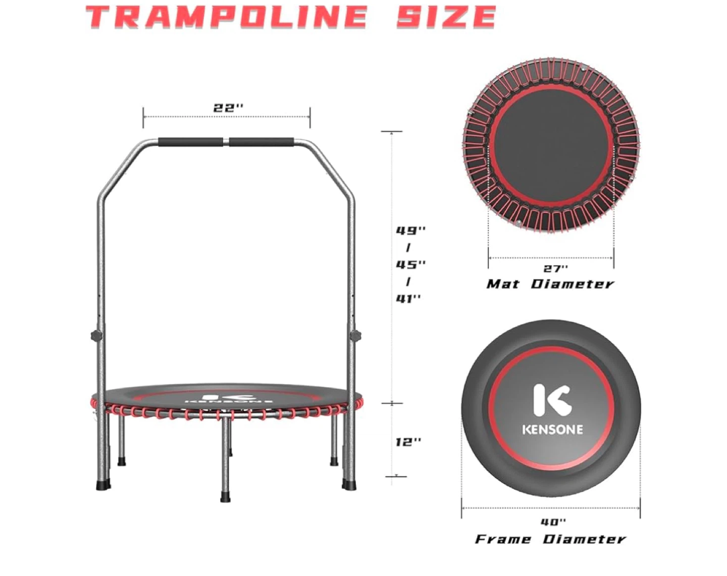 Fitness Trampoline with Adjustable Handrail - photo 4