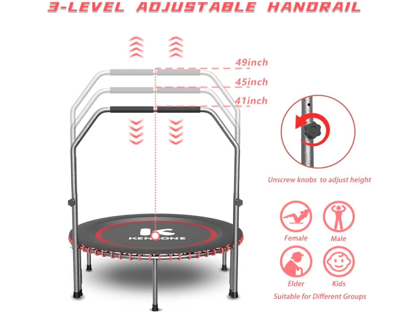 Fitness Trampoline with Adjustable Handrail - photo 3