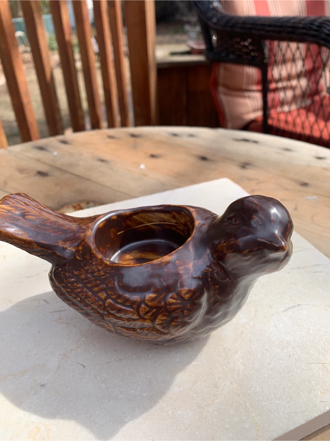 Brown Ceramic Bird Tea Light Holder - photo 3