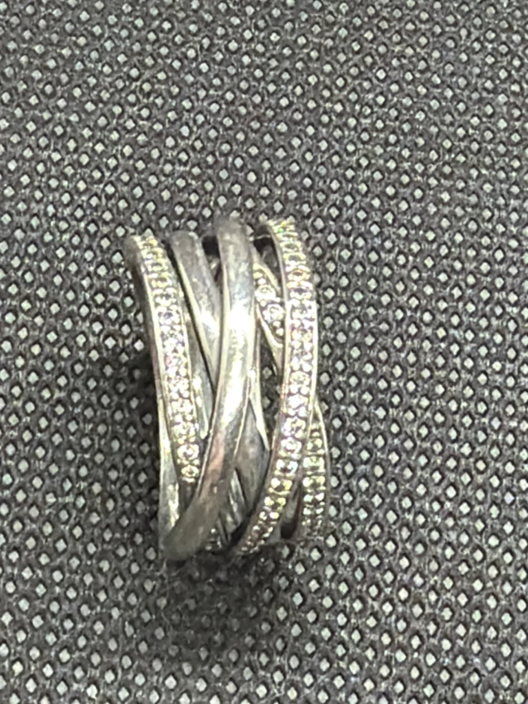 Pandora Silver Ring with Pave Crystals - Size 54