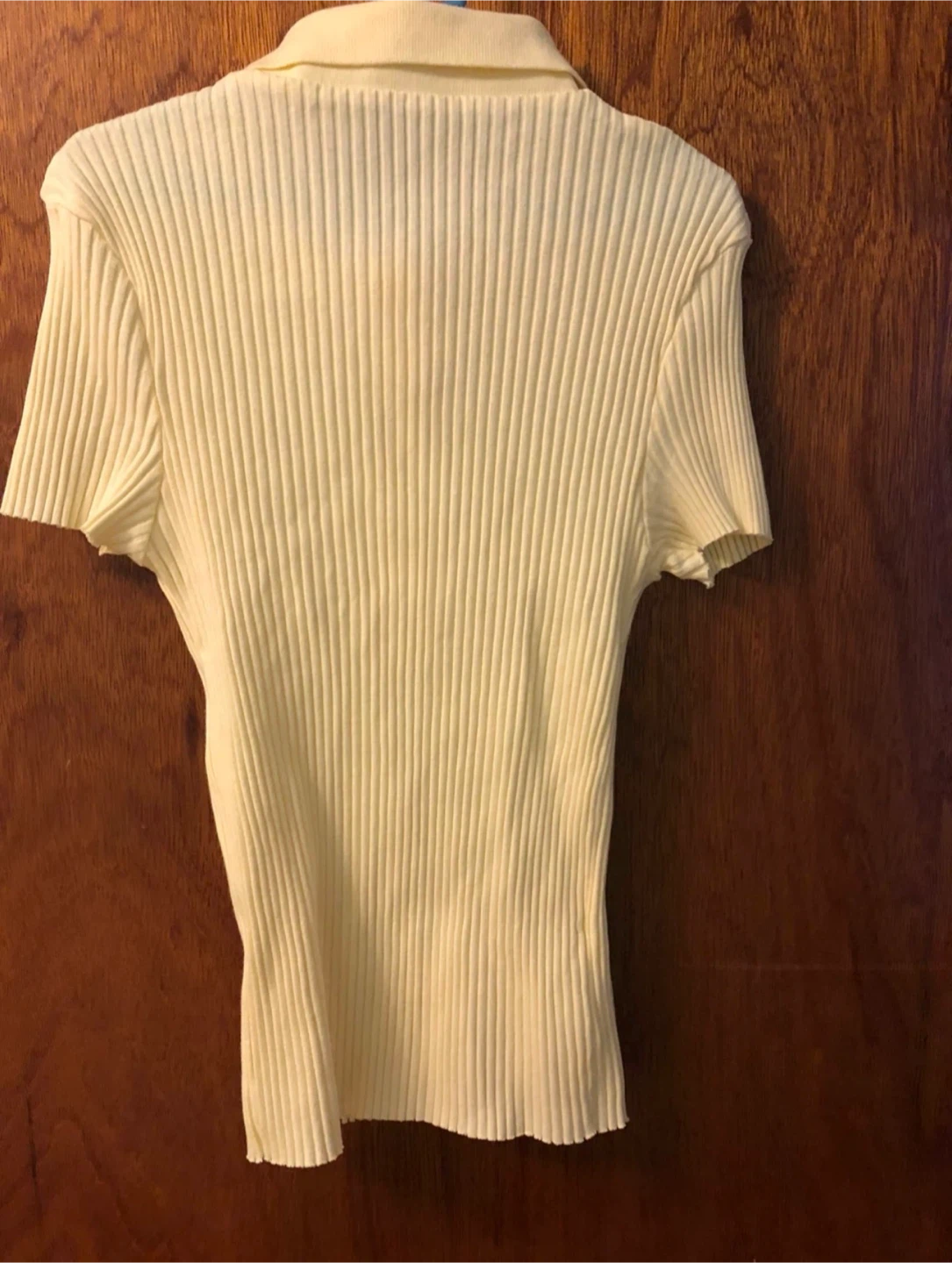 ZARA Lovely Light Yellow Ribbed Collared Short-Sleeve Shirt - S - photo 3