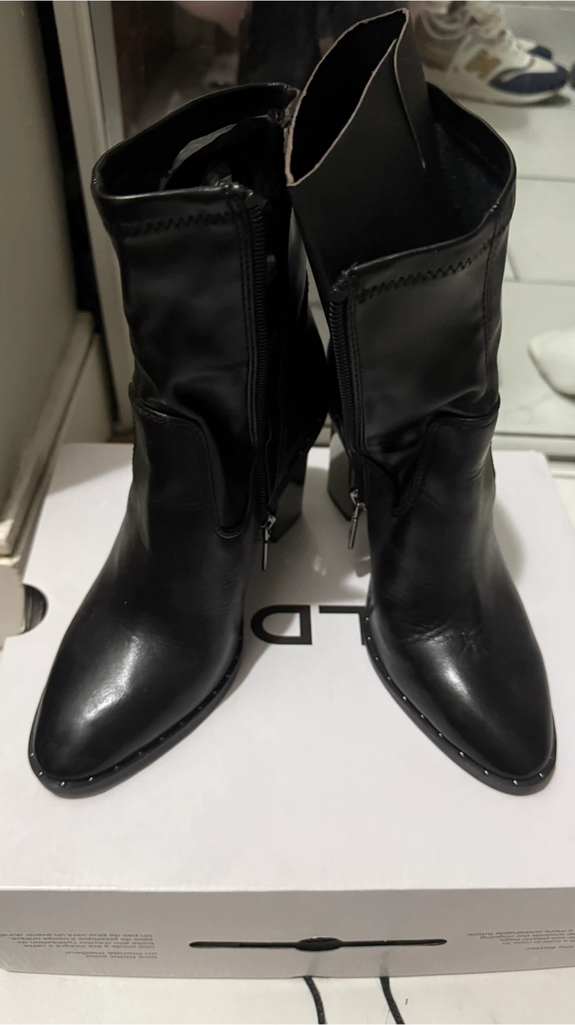 Aldo Black Studded Block Heel Boots