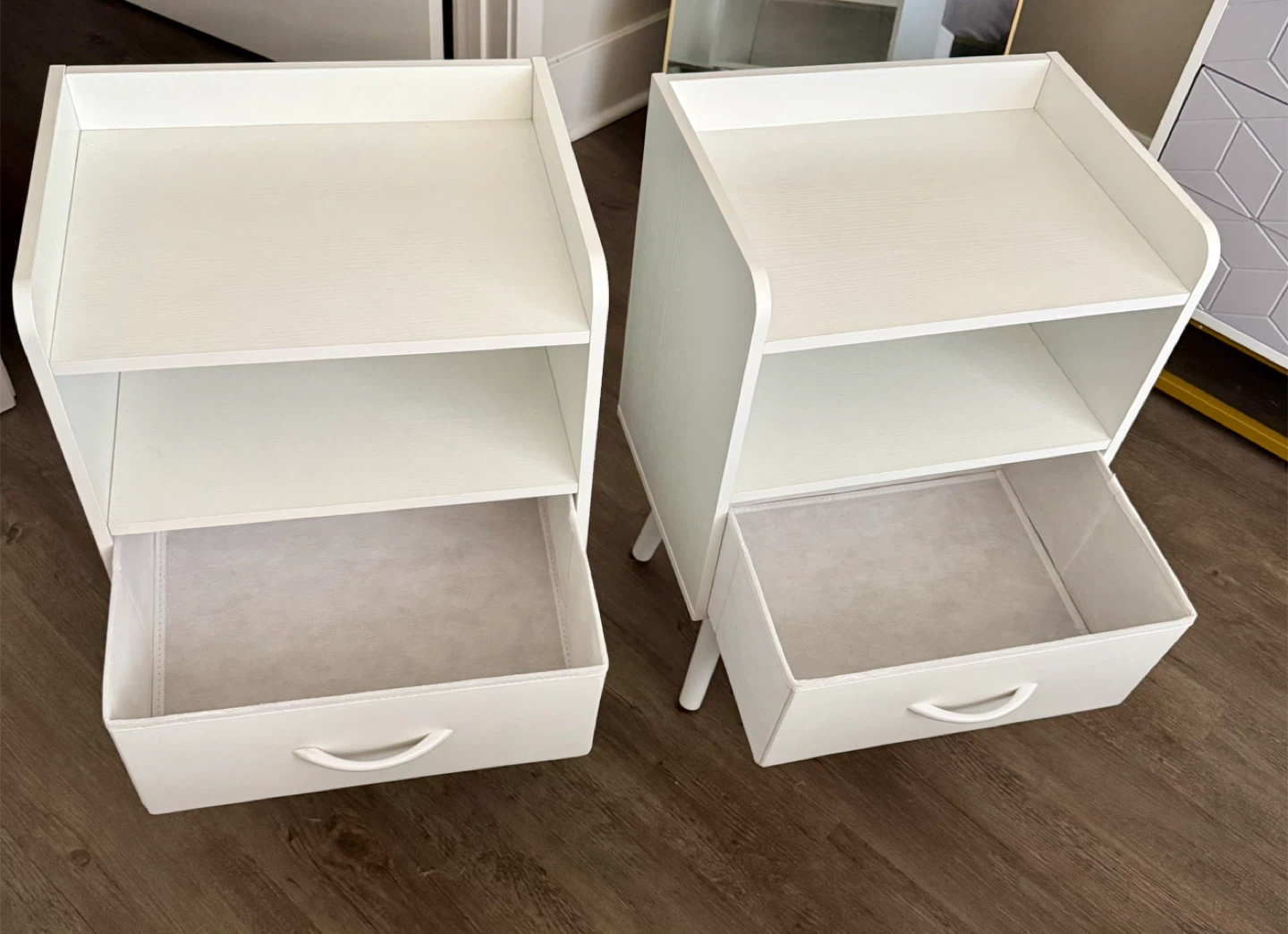 White Bedside Tables with Drawer - Set of 2 - photo 2