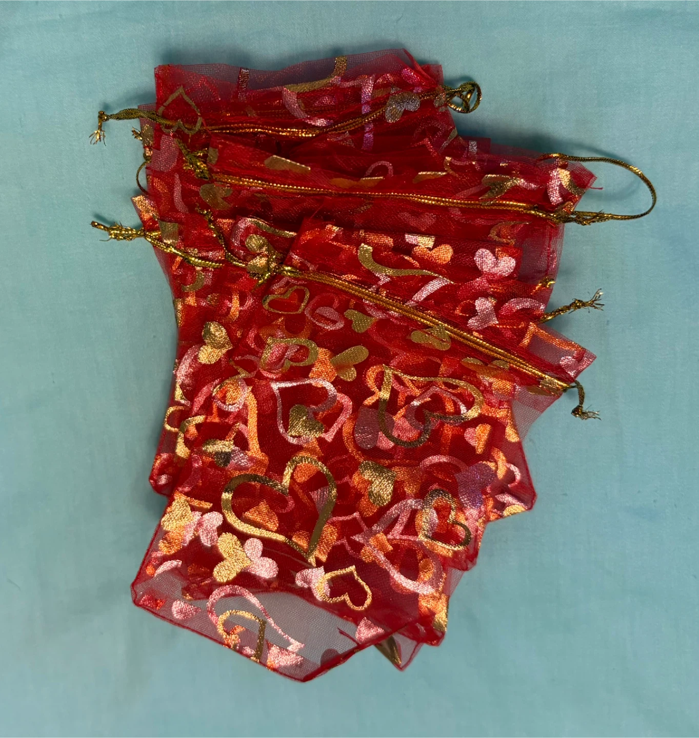 Red Heart Drawstring Pouches (Set of 5) - photo 3