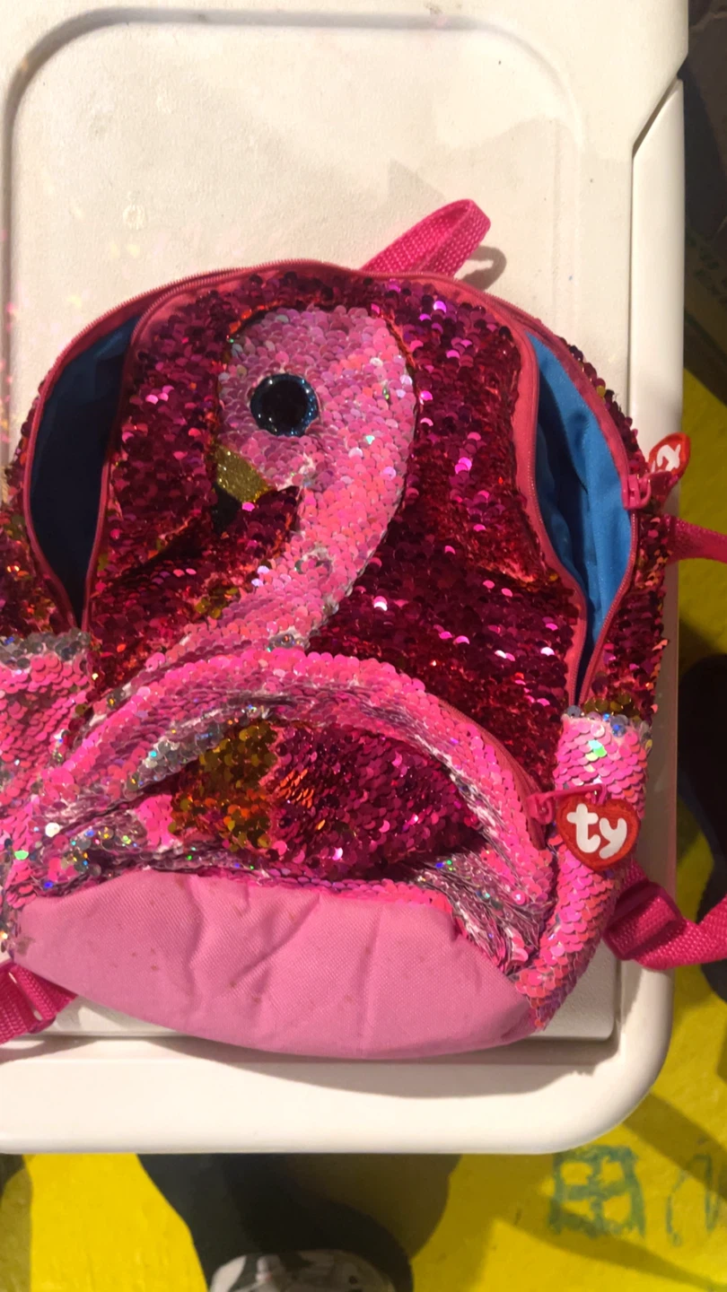 Ty Beanie Boo Backpack Pink Sequin Flamingo