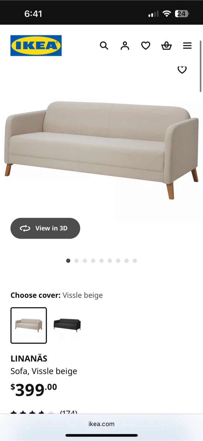 IKEA LINANÄS 3-Seater Sofa - Vissle Beige - photo 2