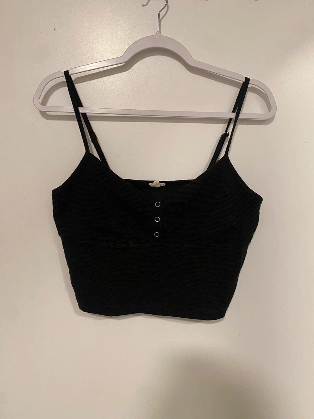Garage Black Ribbed Crop Top - Size L