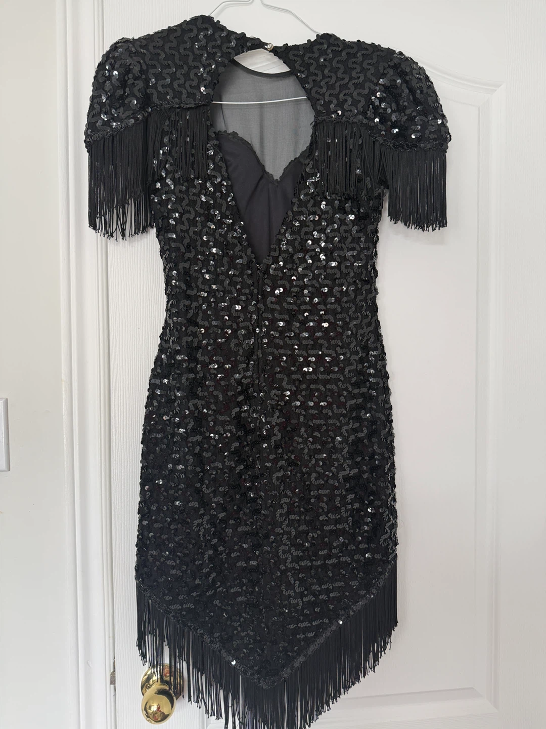 Loriann Black Sequin Fringed Dress
