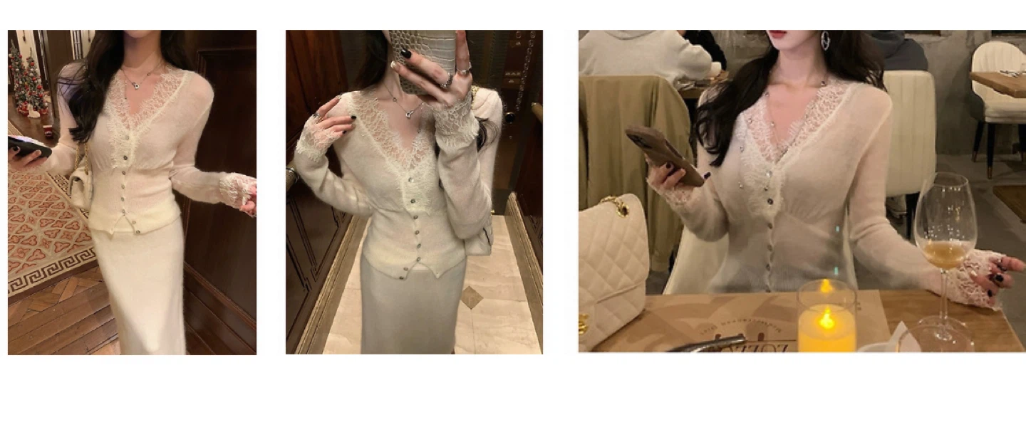 Cream Lace Trim Cropped Cardigan