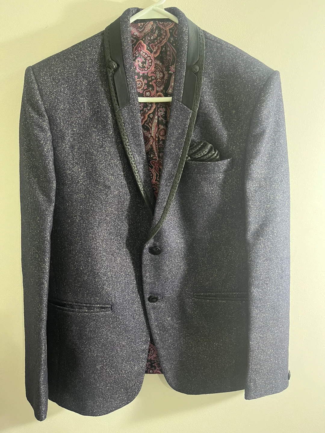 Men's Textured Blazer with Paisley Lining