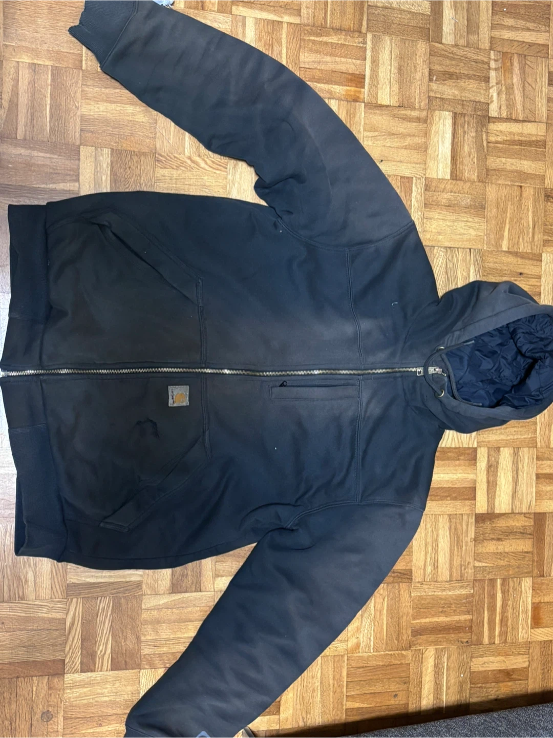 Vintage 1990 Carhartt quilt heavy weight full zip up hoodie - photo 3