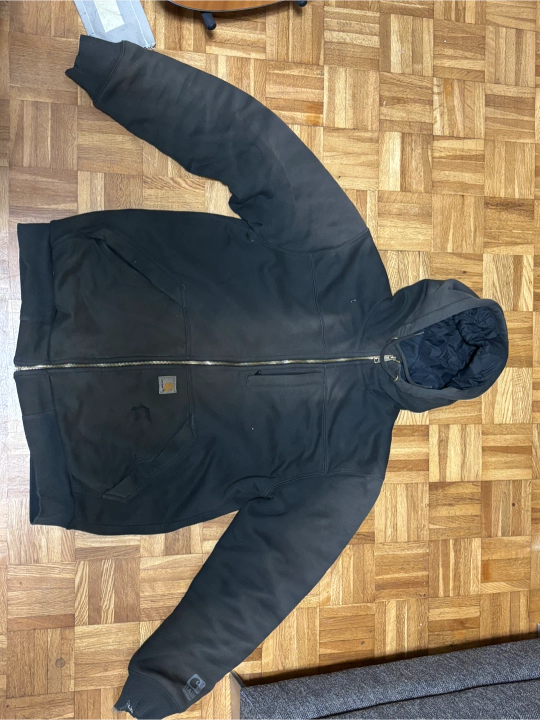 Vintage 1990 Carhartt quilt heavy weight full zip up hoodie - photo 2