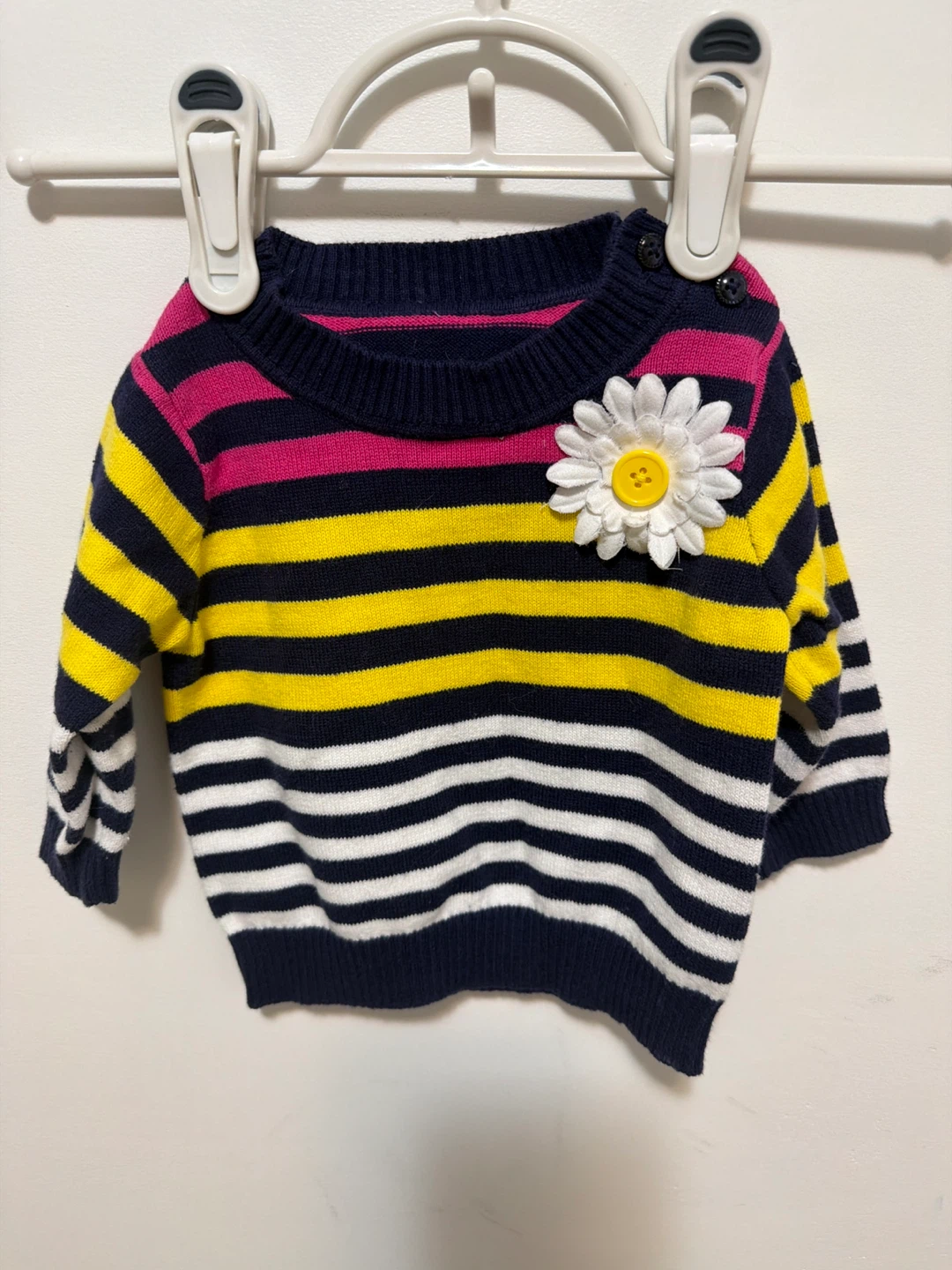 The Children's Place Striped Sweater with Daisy Applique