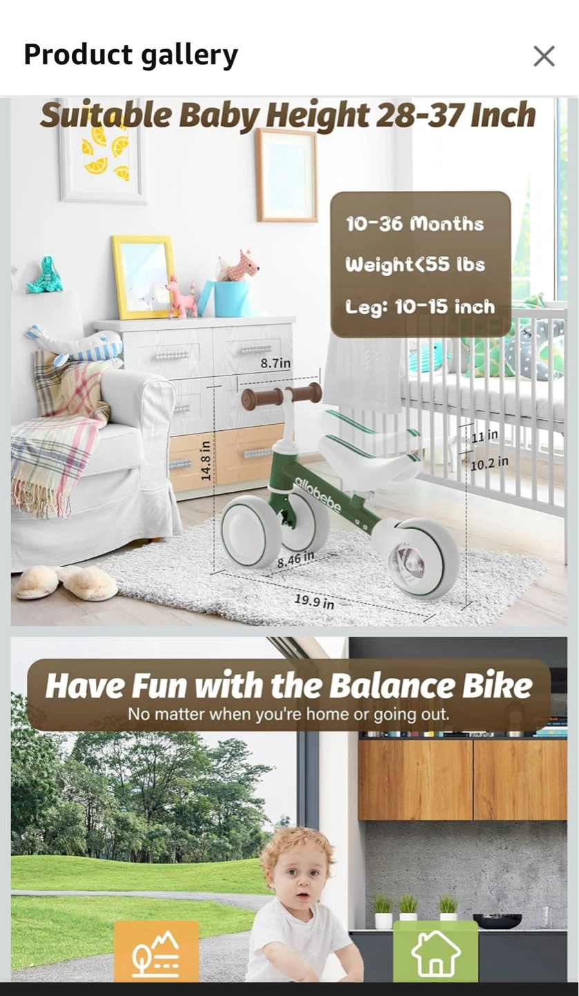 Allobebe Baby Balance Bike - Green - photo 3