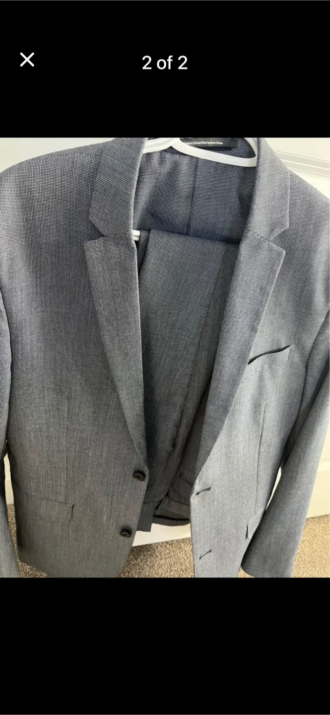 H&M Men's Grey Suit Jacket and Pants - Size 40R/36R - photo 2